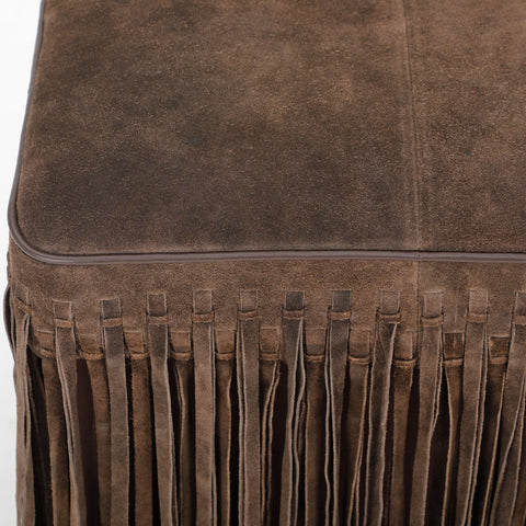 Amelie Devereux Square Suede Fringe Ottoman - image 4