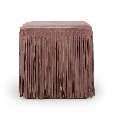 Amelie Devereux Square Suede Fringe Ottoman - image 1