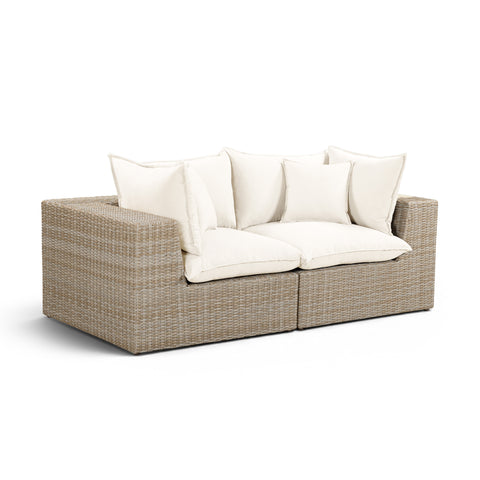Ines Castaigne 80" Performance Fabric &amp; Wicker Outdoor Loveseat - image 2