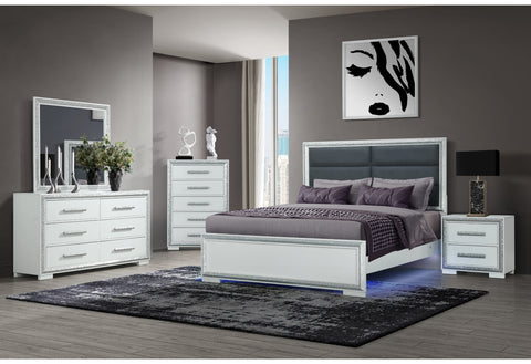 Monaco Silver FULL BED GROUP WITH LED