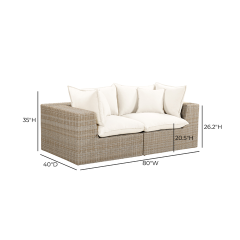 Ines Castaigne 80" Performance Fabric &amp; Wicker Outdoor Loveseat - image 6