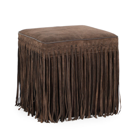 Amelie Devereux Square Suede Fringe Ottoman - image 2