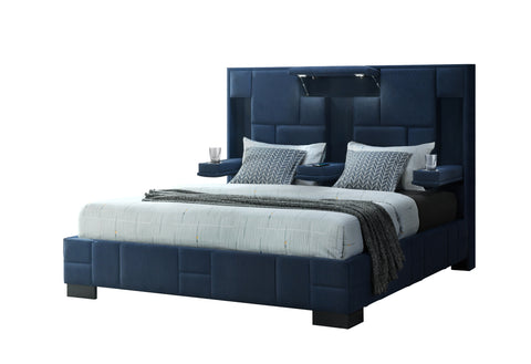 Amy Navy Blue no wood trim KING BED NO WOOD TRIM