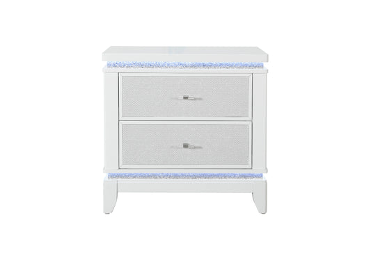 Riley White NIGHTSTAND WITH LED AND USB