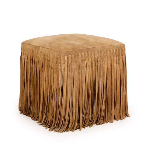 Amelie Devereux Square Suede Fringe Ottoman - image 2