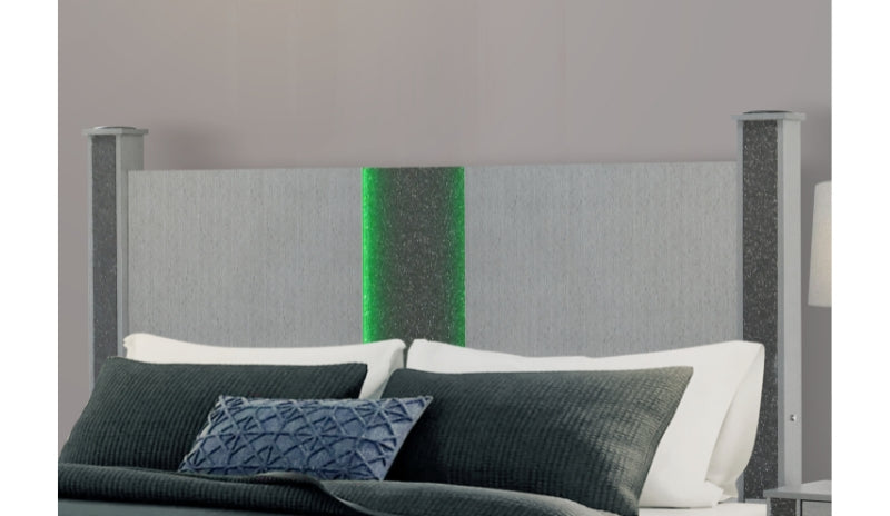 anna silver queen bed group with led and speakers