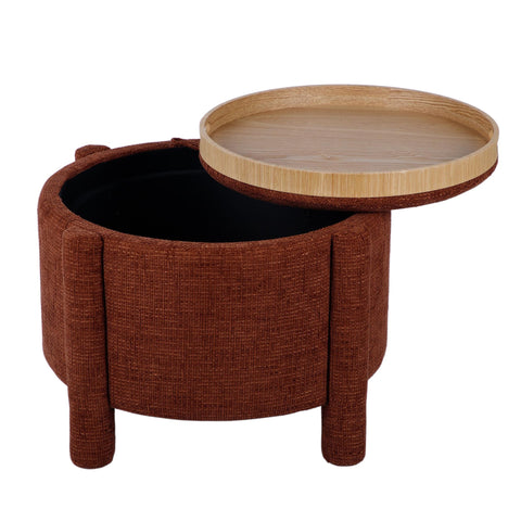 Amelie Capri Railroad Chenille Storage Stool With Reversible Tray Top - image 5