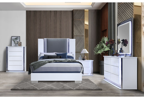 Abigail Smooth White,Ylime Smooth White Fully Slatted DRESSER WITH LED