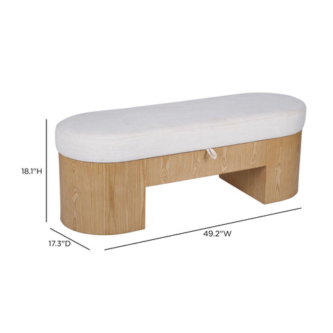 Leonie Rivoli 49" Cream Performance Fabric Storage Bench - image 6
