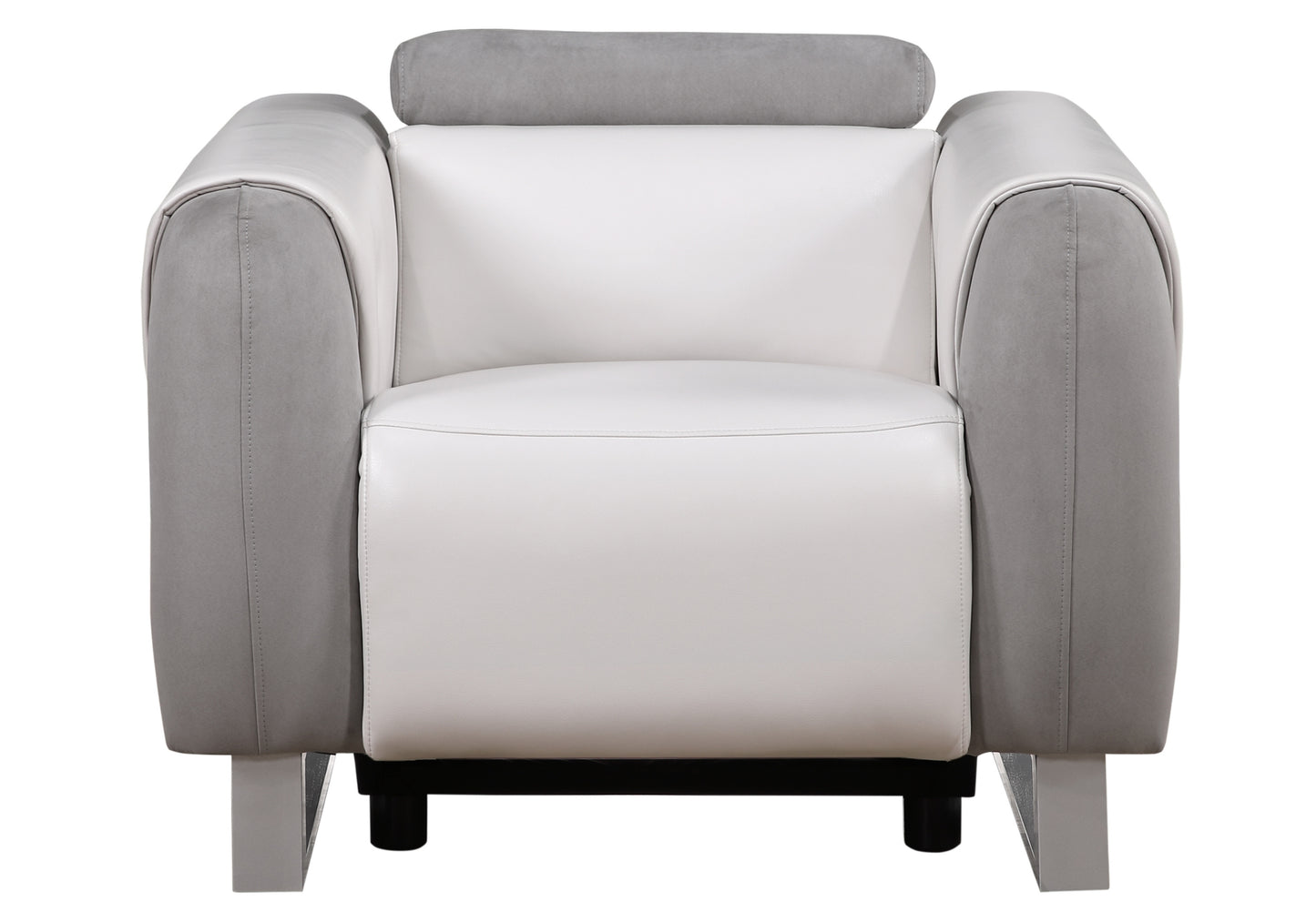 claudia white/grey power recliner with ratchet headrest and usb