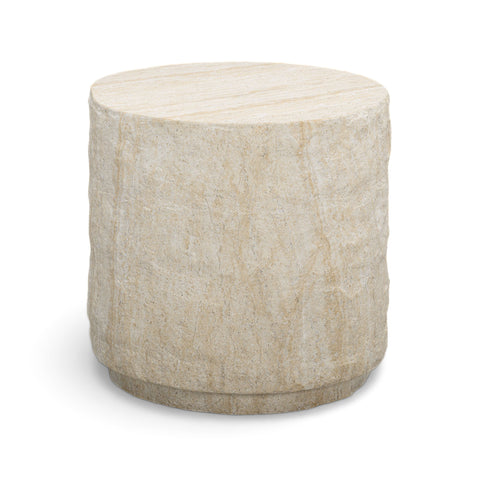 Delphine Siena Faux Travertine Indoor/Outdoor Concrete Side Table - image 3