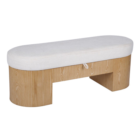 Leonie Rivoli 49" Cream Performance Fabric Storage Bench - image 2