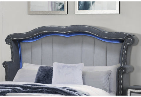 Adam Dark Grey 4 PC GROUP - KING BED, DRESSER, MIRROR AND NIGHTSTAND