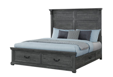 Alex Grey,Rowan/Tatum Grey Storage,Tatum Grey Panel Bed KING BED GROUP STORAGE