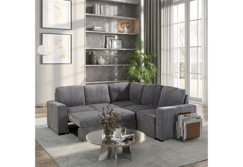 Delilah Grey Sectional W/O Chaise W/ Pullout SECTIONAL WITHOUT CHAISE AND WITH PULL OUT SOFA BED
