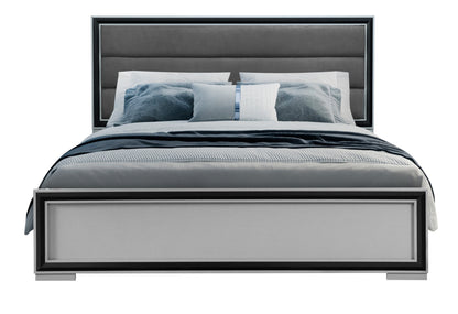 Paris Grey/Black KING BED WITH LED