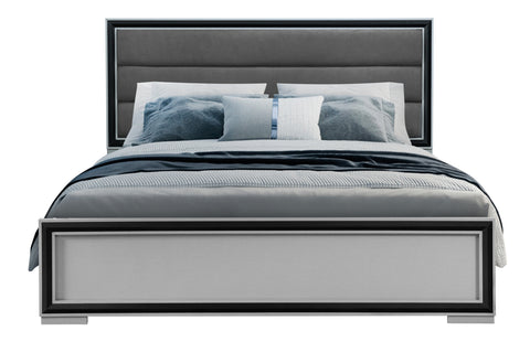 Paris Grey/Black KING BED WITH LED