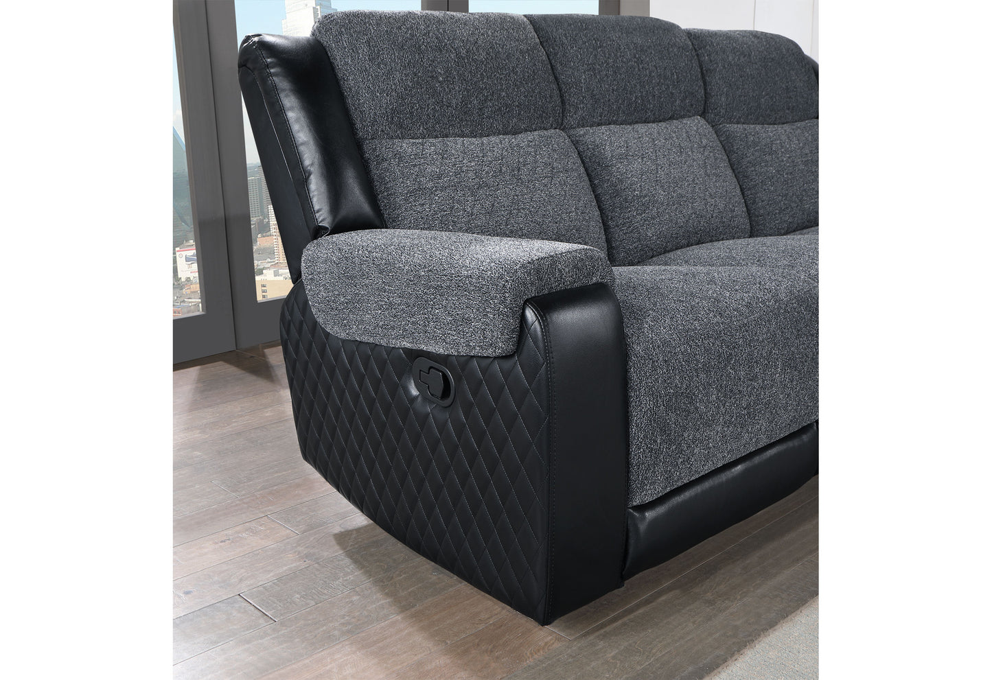 dawn grey/black console reclining loveseat