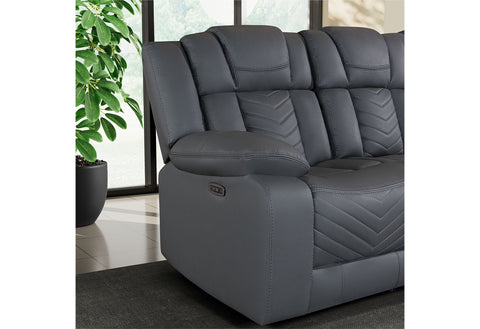 Crystal Grey POWER RECLINING SOFA/POWER CONSOLE RECLINING LOVE SEAT WITH LED