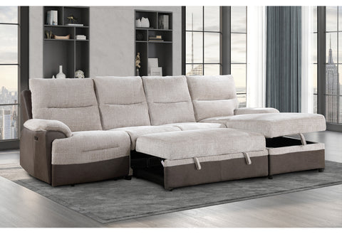 Deborah Beige/Brown SECTIONAL WITH PULL OUT BED AND USB