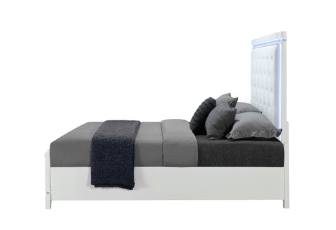 Riley White QUEEN BED WITH LED