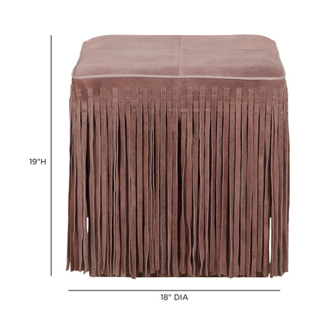 Amelie Devereux Square Suede Fringe Ottoman - image 6