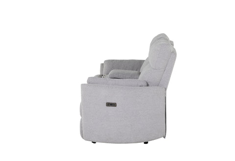 Clara Fluffy Grey POWER CONSOLE RECLINING LOVESEAT
