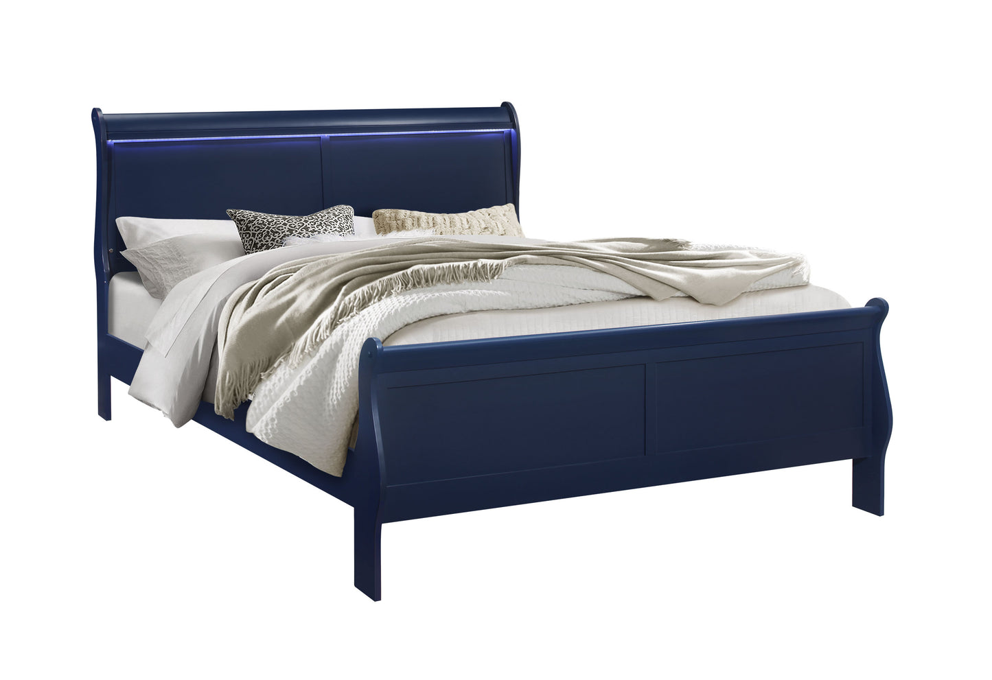 james blue king bed with led