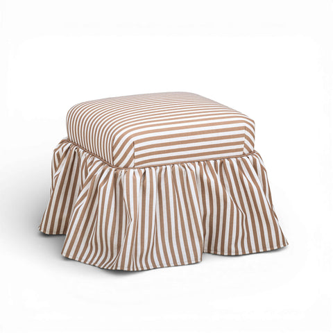 Colette Laurent Striped Performance Linen Skirted Ottoman - image 3