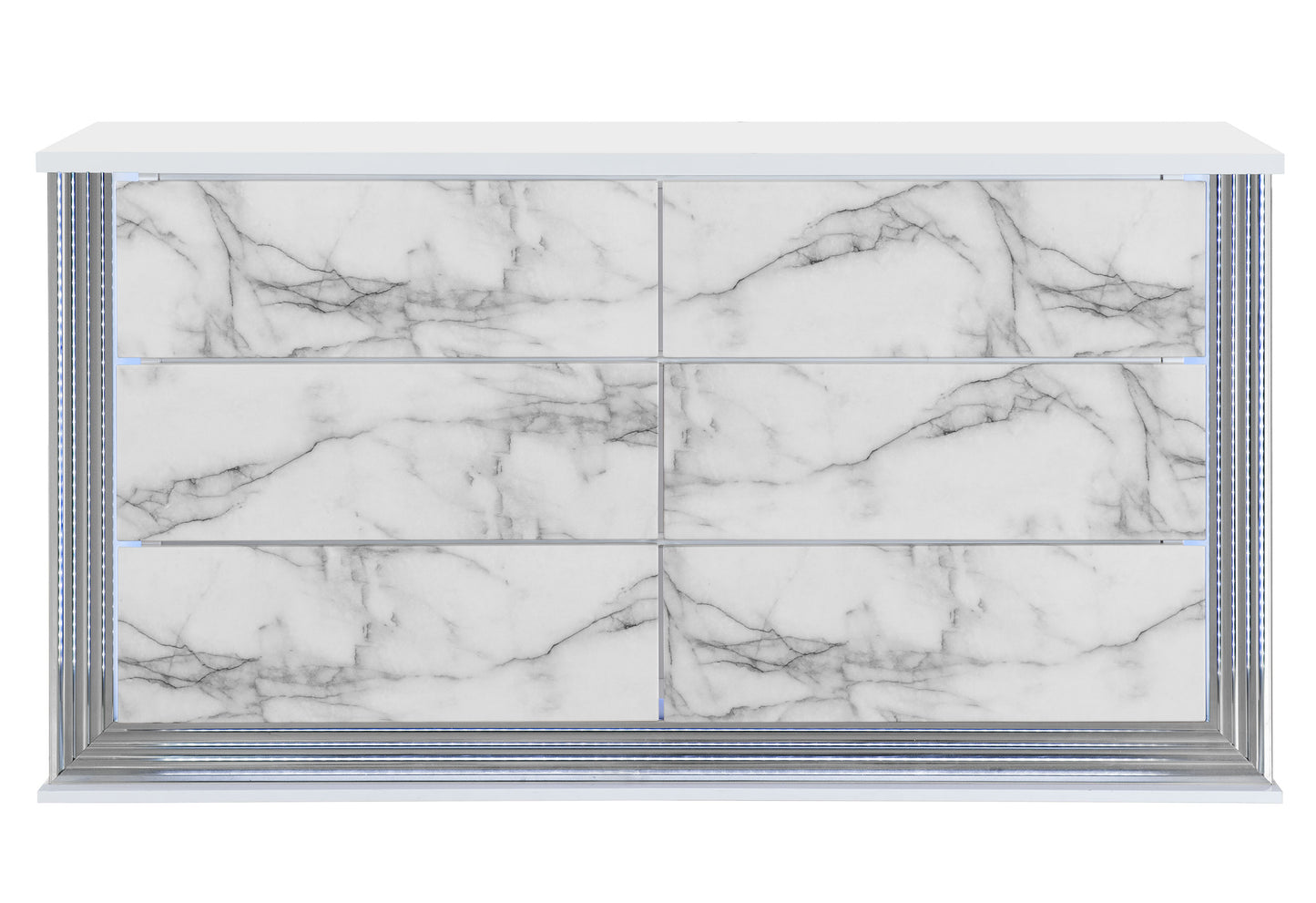 abigail white marble,ylime white marble fully slatted dresser with led