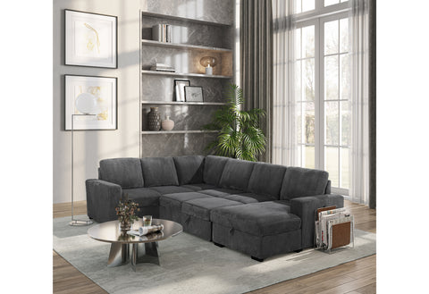 Delilah Grey Sectional W/ Pullout SECTIONAL WITH PULL OUT SOFA BED