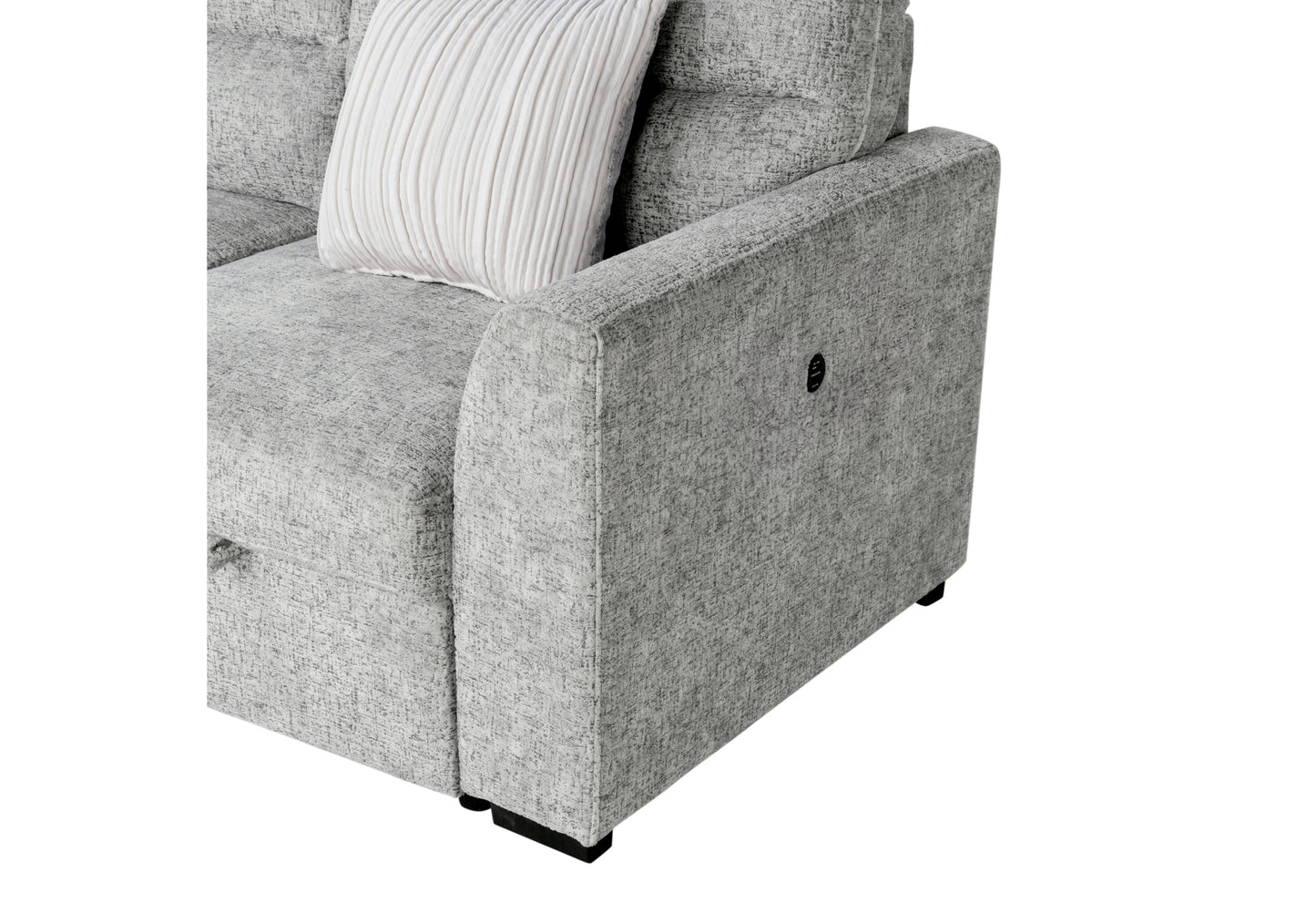 claire nickel sectional with 3 pillows and ottoman