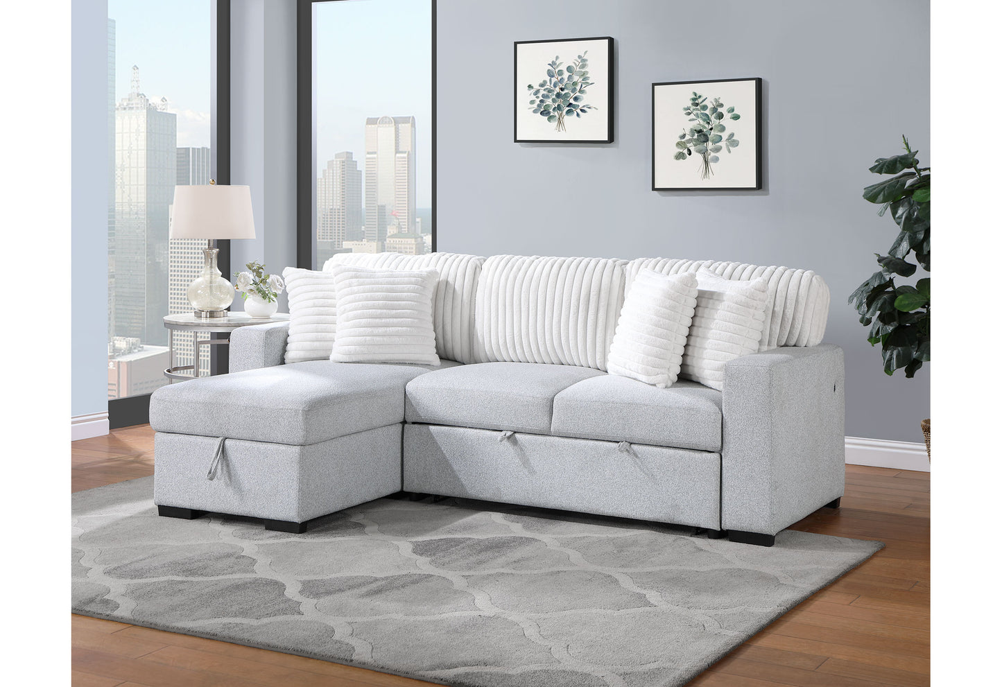 jason rev light grey/white reversible pull out sofa bed