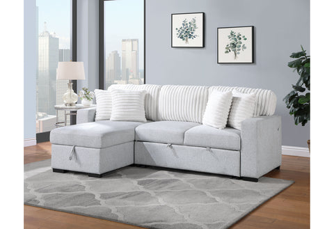 Jason Rev Light Grey/White REVERSIBLE PULL OUT SOFA BED