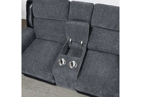 Dawn Grey/Black RECLINING SOFA/CONSOLE RECLINING LOVESEAT