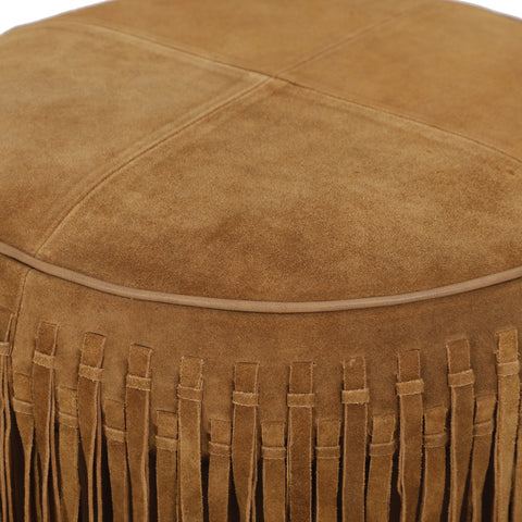 Amelie Devereux Round Suede Fringe Ottoman - image 5