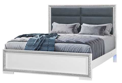 Monaco Silver KING BED WITH LED