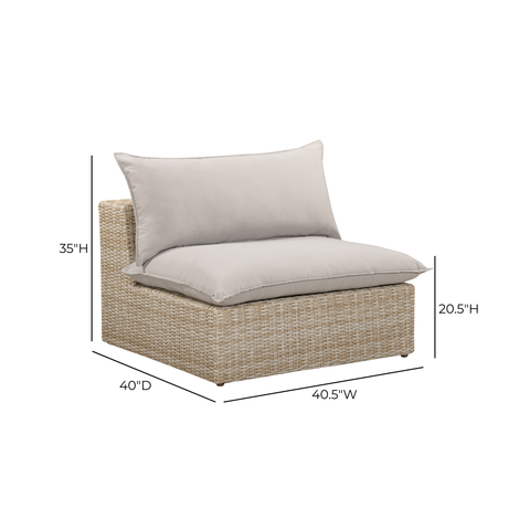 Ines Castaigne Performance Fabric &amp; Wicker Outdoor Armless Chair - image 5