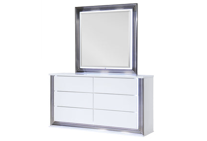 Abigail Smooth White,Ylime Smooth White Fully Slatted MIRROR WITH LED