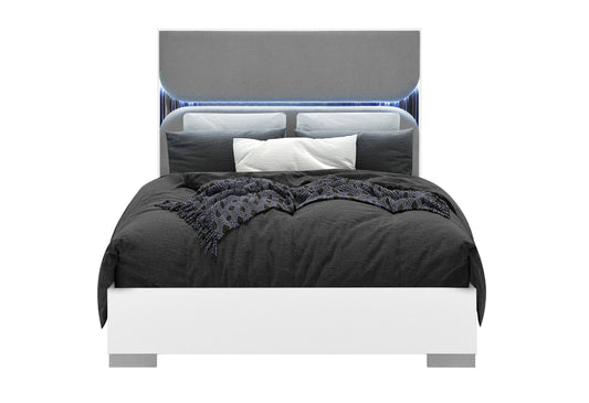 Aiden WHITE QUEEN BED WITH LED