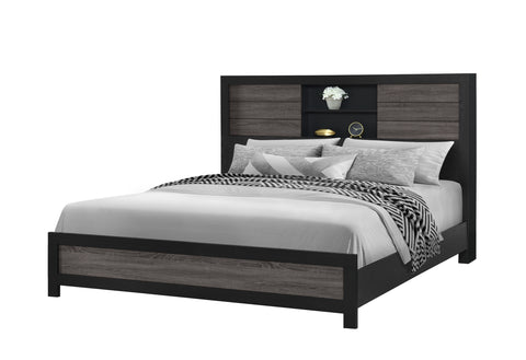 Anthony Grey/Black BOOKCASE KING BED