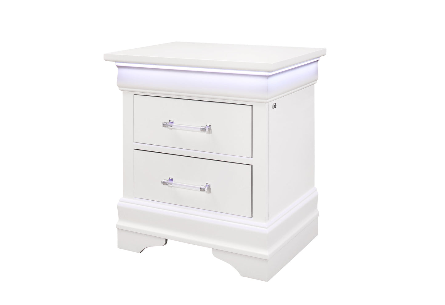 james white nightstand with led