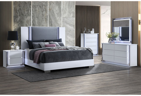 Abigail Smooth White,Ylime Smooth White Fully Slatted DRESSER WITH LED