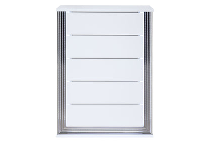 Abigail Smooth White,Ylime Smooth White Fully Slatted CHEST WITH LED