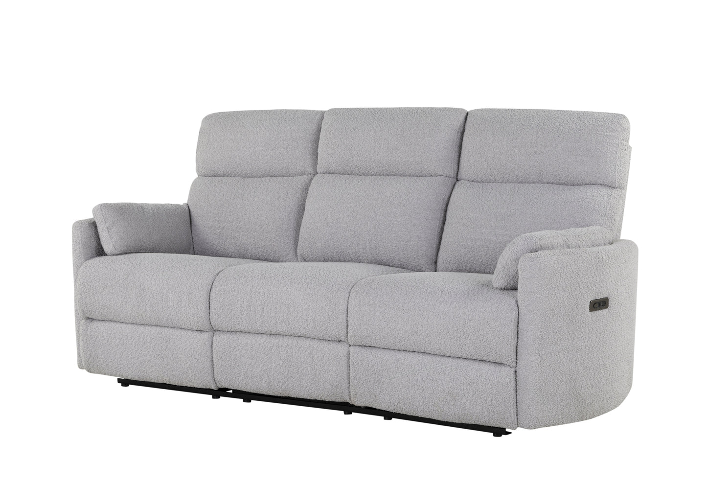 clara fluffy grey power reclining sofa