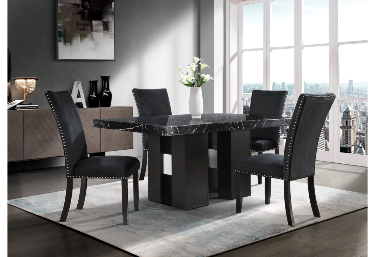 vanna black dining table + 4 dc