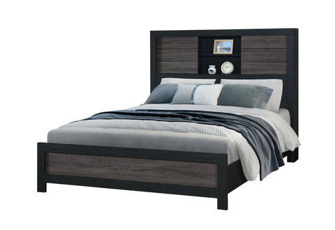 Anthony Grey/Black BOOKCASE QUEEN BED