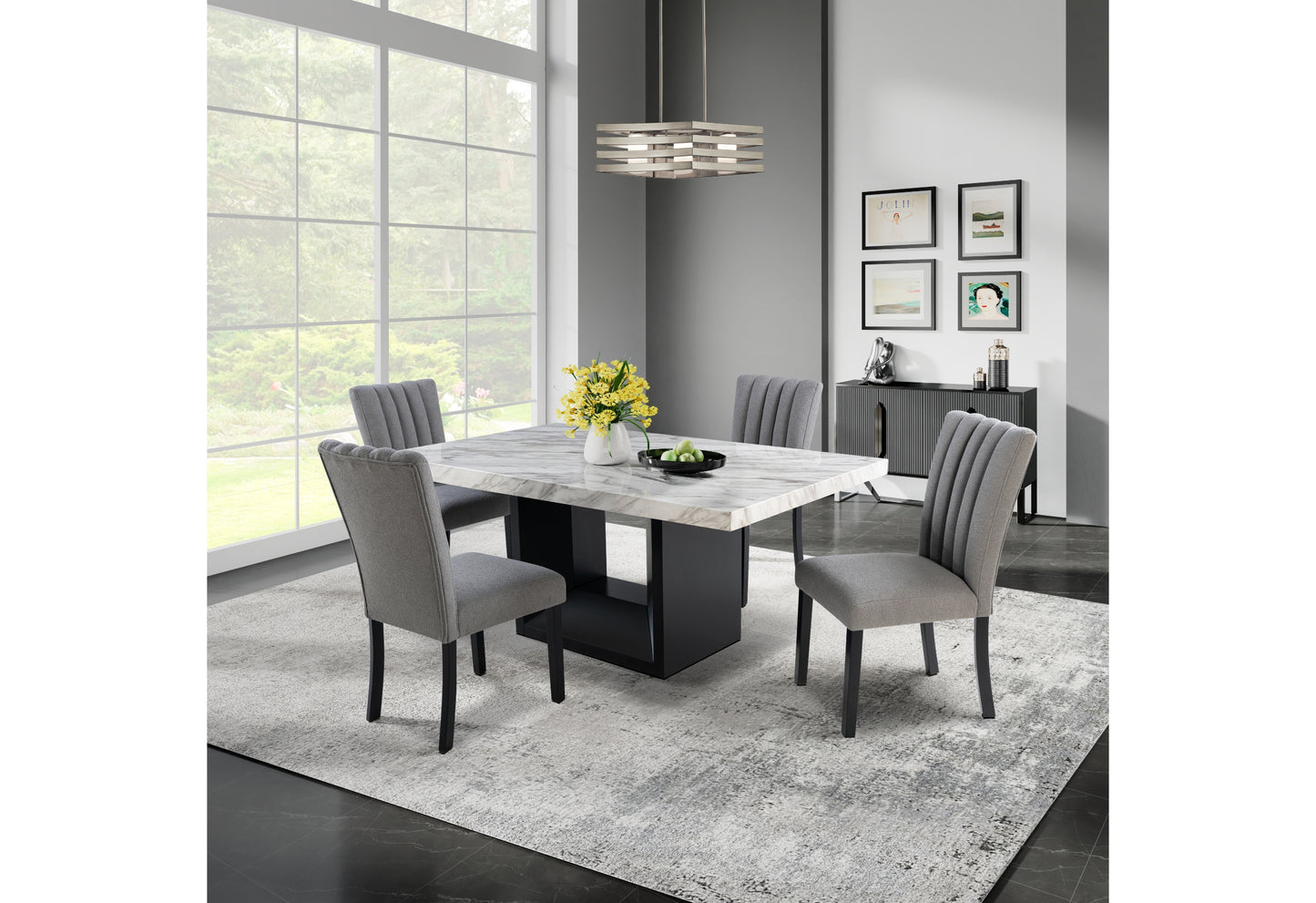 ylime black dining table and 4 dining chairs