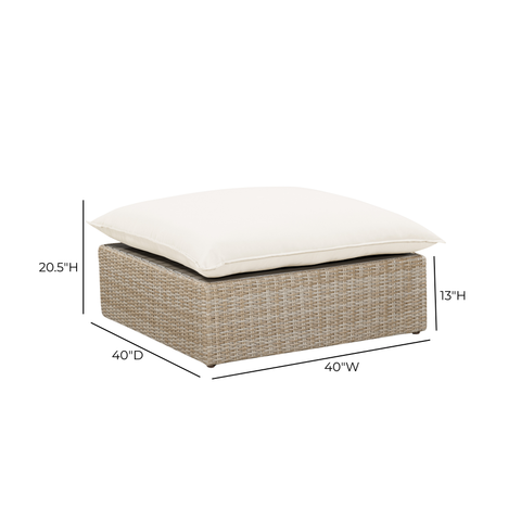 Ines Castaigne Performance Fabric &amp; Wicker Outdoor Ottoman - image 5