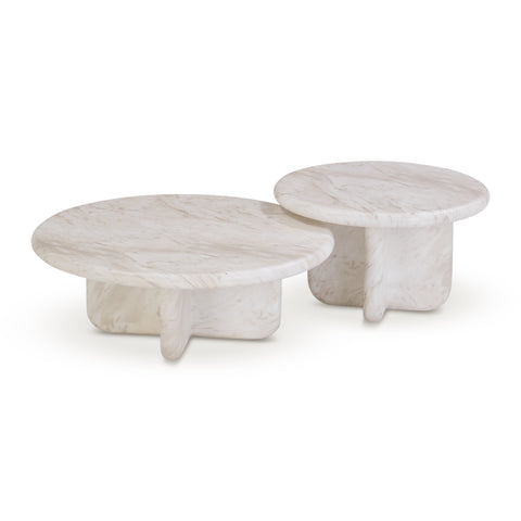 Estelle Marais 2-Piece Faux Marble Indoor/Outdoor Nesting Coffee Table Set - image 3